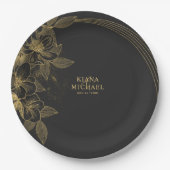 金ゴールドダスト&アウトラインThank You Black/Gld ID835 ペーパープレート (正面)