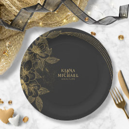 金ゴールドダスト&アウトラインThank You Black/Gld ID835 ペーパープレート