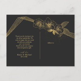 金ゴールドダスト&アウトラインThank You Black/Gld ID835 案内ポストカード