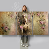 金ゴールドダスト、旧世界ヴィンテージ妖精ロマンチックなフローラ ラッピングペーパーシート