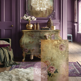 金ゴールドダスト、色あせたヴィンテージロマンチックなフローラ、およびパティナ 薄葉紙