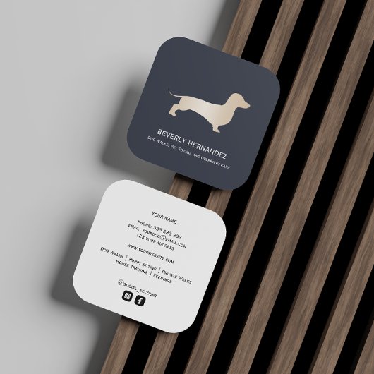 金ゴールドダックシュントドッグウォーカートレーナーパピーシッター スクエア名刺