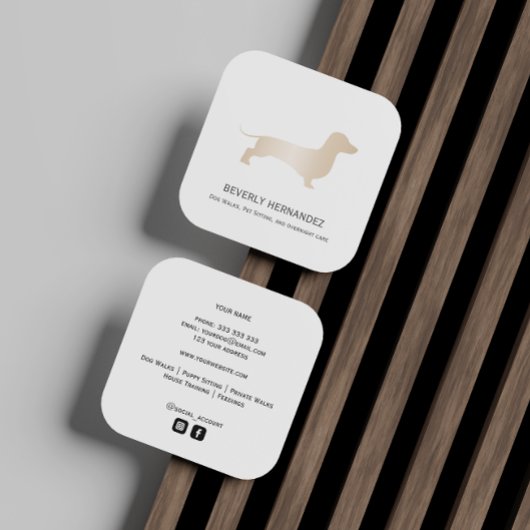 金ゴールドダックシュントドッグウォーカートレーナーパピーシッター スクエア名刺