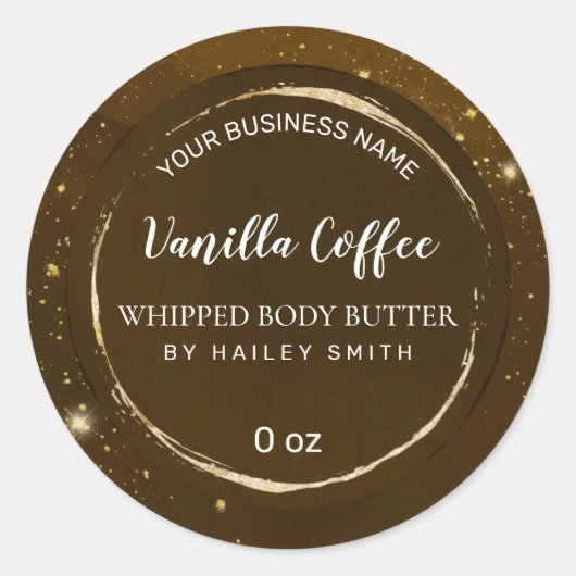 金ゴールドダッシュブラウンコーヒーホイップ体バター ラウンドシール (正面)