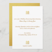 金ゴールドダブルハピネスランタ結婚ンの記念日 招待状 (正面/裏面)