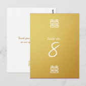 金ゴールドダブルハピネス結婚ランタンのテーブルカード ポストカード (正面/裏面)