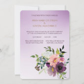 金ゴールドダブルフレームパープルバイオレット結婚フローラ 招待状 (裏面)