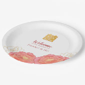 金ゴールドダブル中国のハピ結婚ネス ペーパープレート (アングル)