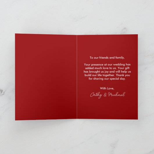 金ゴールドダブル幸福サークルフラワー結婚リース サンキューカード (内部)