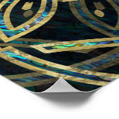 金ゴールドダブル幸福シンボル金ゴールドとアワビ ポスター (角)