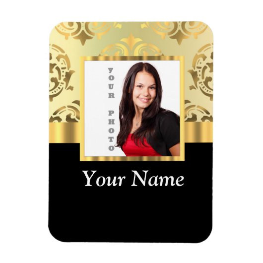 金ゴールドダマスインスタグラム写真テンプレート マグネット (縦)