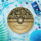 金ゴールドダマスクとダイヤモンド – 50周年記念ディナーP ペーパープレート (パーティー)