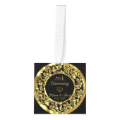 金ゴールドダマスクとハート キューブオーナメント (正面)