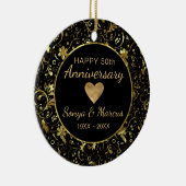 金ゴールドダマスクとハート セラミックオーナメント (右)