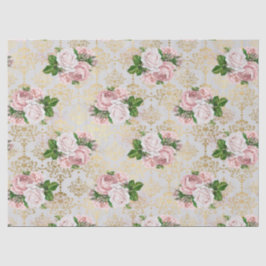 金ゴールドダマスクとピンクローズのデクページ 薄葉紙