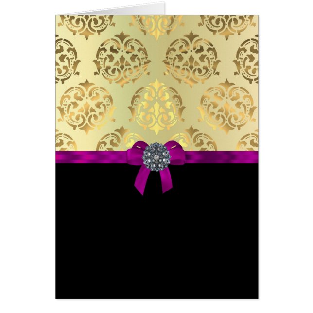 金ゴールドダマスクとブラックパーソナライズされた (正面)