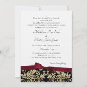 金ゴールドダマスクとブルゴーニュ結婚ーの弓 招待状 (正面)