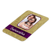 金ゴールドダマスクと紫リボン マグネット (左側)