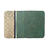 金ゴールドダマスクと緑のエジプト象形文字 バスマット (正面)