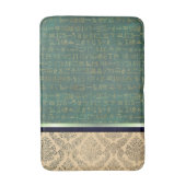 金ゴールドダマスクと緑のエジプト象形文字 バスマット (正面縦)