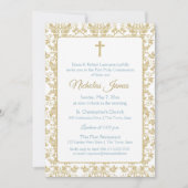 金ゴールドダマスクのブルーとの最初の交流 招待状 (正面)