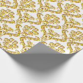 金ゴールドダマスクの白 ラッピングペーパー (角)