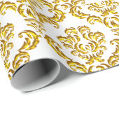 金ゴールドダマスクの白 ラッピングペーパー (ロールコーナー)