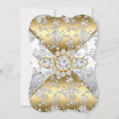 金ゴールドダマスクエレガントシルバーバラバースデーパーティー 招待状 (裏面)