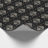 金ゴールドダマスクオンブラックビクトリアンインスパイア ラッピングペーパー (角)