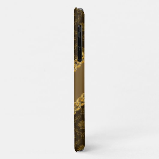 金ゴールドダマスクガーリーの光沢のあるエレガント名前のカスタマイズ Case-Mate iPhoneケース (裏面/左)