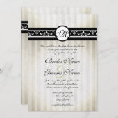 金ゴールドダマスクスワーズ結婚式招待状5 x 7 招待状 (正面/裏面)