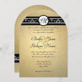金ゴールドダマスクスワーズ結婚式招待状5 x 7 招待状 (正面/裏面)