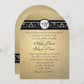 金ゴールドダマスクスワーズ結婚式招待状 招待状 (正面/裏面)