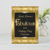 金ゴールドダマスクダイヤモンドファブラス誕生日パーティー 招待状 (スタンド正面)