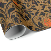 金ゴールドダマスクバラビクトリアンゴシックヴィンテージ ラッピングペーパー (ロールコーナー)