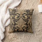 金ゴールドダマスクパターン装飾用クッション クッション (ブランケット)