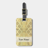 金ゴールドダマスクパターン ラゲッジタグ (正面縦)