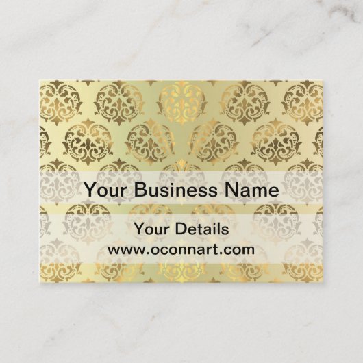 金ゴールドダマスクパターン 名刺 (正面)