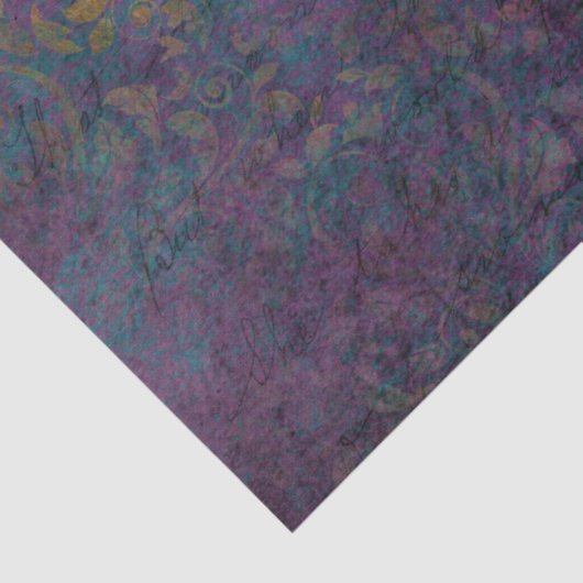 金ゴールドダマスクパープルピンクティール(緑がかった色)デクページ 薄葉紙 (詳細)