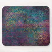 金ゴールドダマスクパープルピンクティール(緑がかった色) マウスパッド (正面)