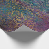 金ゴールドダマスクパープルピンクティール(緑がかった色) ラッピングペーパー (角)