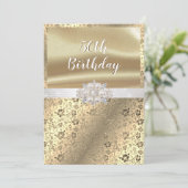 金ゴールドダマスクパールダイヤモンドホワイトサタン50th 招待状 (スタンド正面)