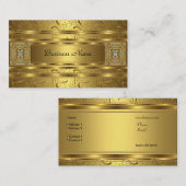 金ゴールドダマスクブラックフローラジュエルクエレガントラス 名刺 (正面/裏面)