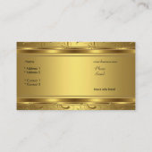 金ゴールドダマスクブラックフローラジュエルクエレガントラス 名刺 (裏面)