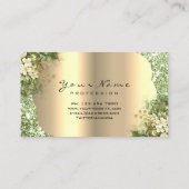 金ゴールドダマスクメイクアップアーティストラッシュフローラ緑 名刺 (裏面)