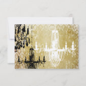 金ゴールドダマスクヴィンテージシャンデリア結婚式招待状 招待状 (正面)