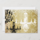 金ゴールドダマスクヴィンテージシャンデリア結婚式招待状 招待状 (正面)