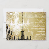 金ゴールドダマスクヴィンテージシャンデリア結婚式招待状 招待状 (裏面)