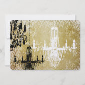 金ゴールドダマスクヴィンテージシャンデリア結婚式招待状 招待状 (正面)