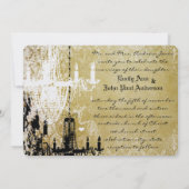 金ゴールドダマスクヴィンテージシャンデリア結婚式招待状 招待状 (裏面)